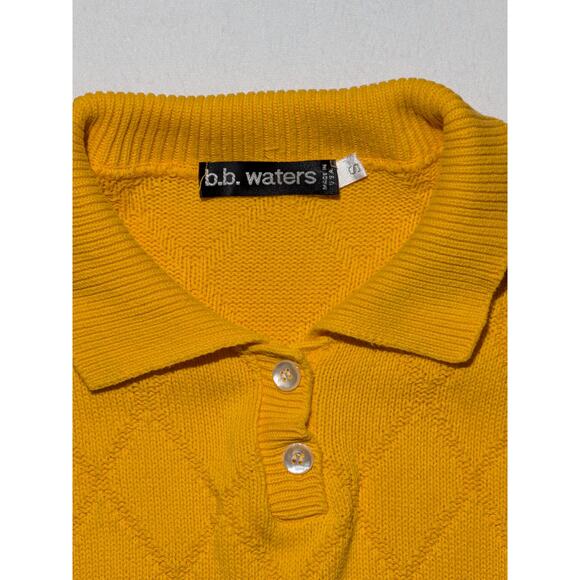 b.b. waters Vintage Yellow Knit Short Sleeve Polo – Small Made in USA - Picture 3 of 9